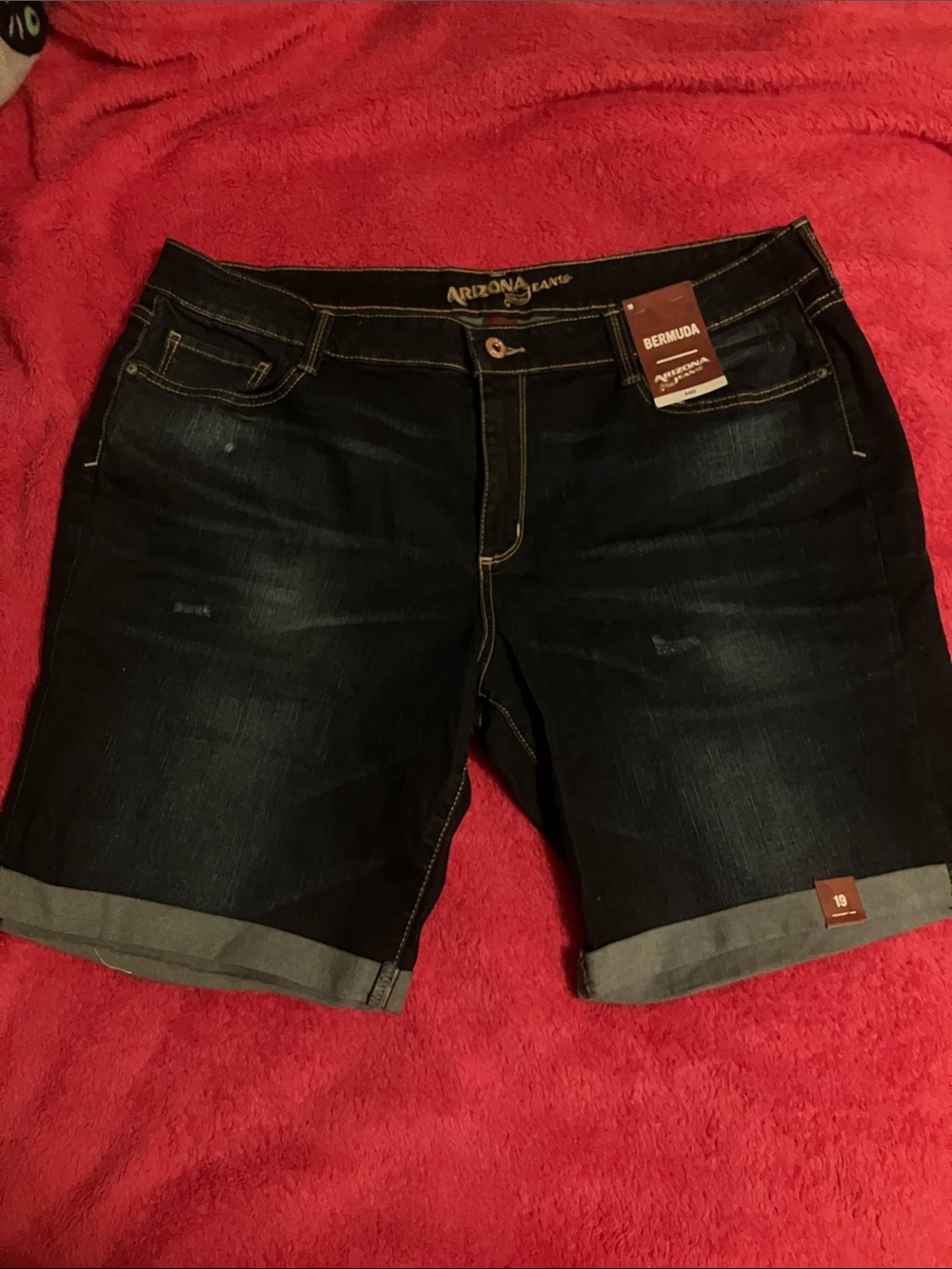 Arizona Jeans Co Women's 16w Juniors 19 Dark Indigo Bermuda Shorts